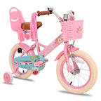 JOYSTAR Little Daisy 14 Inch Kids Bike for 3 4 5 Years Girls with Handbrake Children Princess Bicycle with Training Wheels Basket Streamer Toddler Cycle Bikes Blue