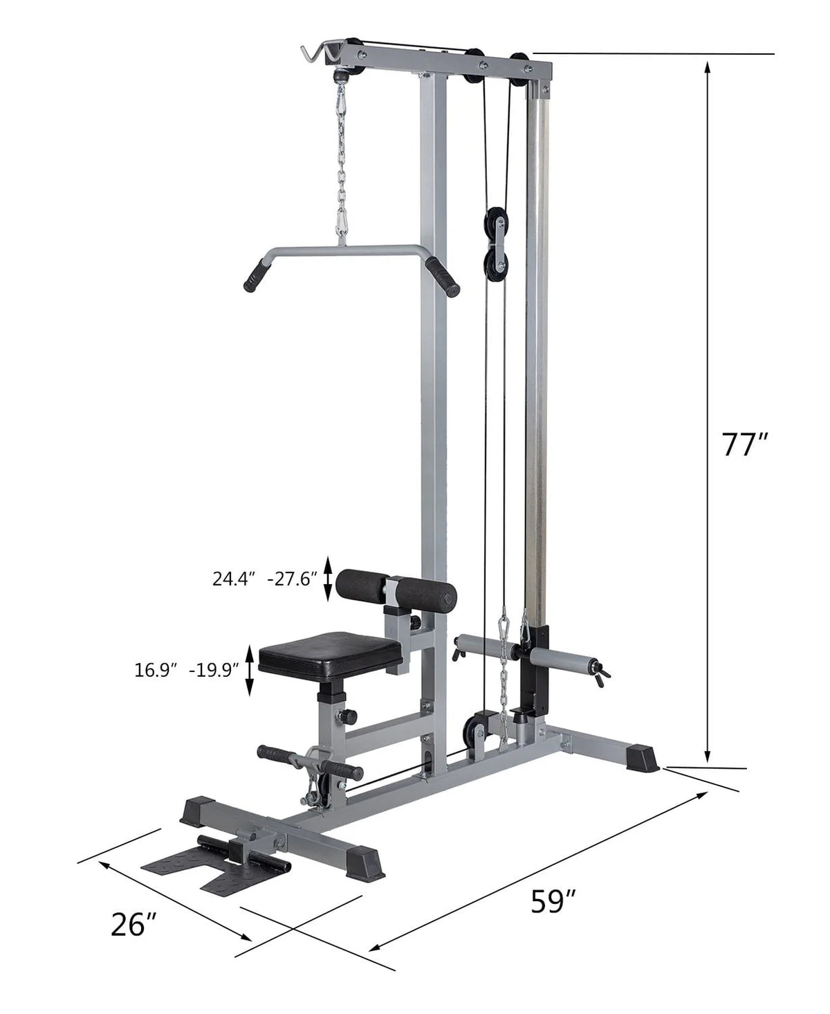 GDLF Lat Pull Down Machine Multifunction Low Row Bar Cable Fitness Body Workout Gym