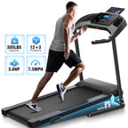 Treadmill with 8% Incline, 3.0 HP Foldable Compact Treadmill with Sit-up Function, 300 lbs Walking Running Treadmill with LCD Display for Exercise, 12 Programs