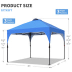 Ainfox 8'x8' Pop Up Canopy Tent, Easy-Setup Gazebo, Outdoor Canopy with 3 Adjustable Heights for Events, Parties, Camping, Blue