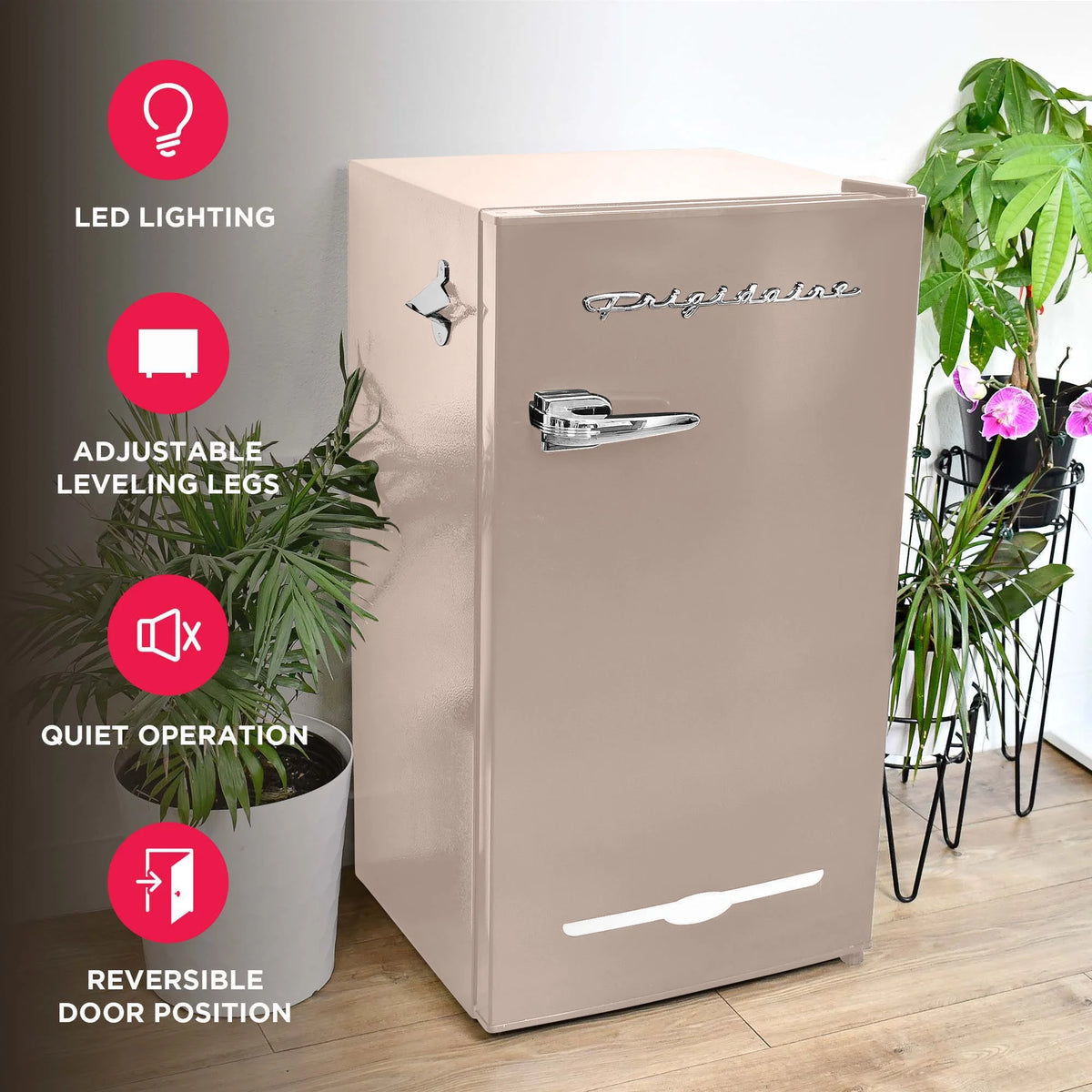 Frigidaire EFR376-C-PINK 3.2-Cu.-Ft. 65-Watt Retro Bar Fridge with Side Bottle Opener (Pink)