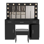 Ktaxon Large Makeup Vanity, Vanity Table Set w/ Visible Glass Top w/ Charging Station, White