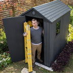 Keter Darwin 4' x 6' Outdoor Garden Tool Storage Shed w/ Window, Graphite