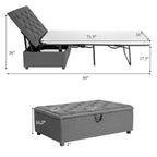 Costway Folding Ottoman Sleeper Bed with Mattress Convertible Guest Bed Grey