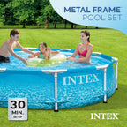 INTEX Round Metal Frame 10ft x 30in Above Ground Swimming Pool Set, Blue