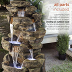 Alpine Corporation 6-Tier Amazonian Water Fountain with LED Lights