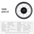 Viribus Electric Bike Conversion Kit 26" Rear Wheel 1000W Hub Motor LCD eBike DIY Set