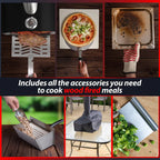 Deco Chef Outdoor Pizza Oven with 2-in-1 Pizza and Grill Oven Functionality, 13" Pizza Stone, 3-Layer Stainless Steel Construction, Pizza Peel, Dough Scraper, Scoop, Slotted Grill (Black) - (Open Box
