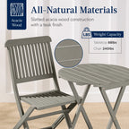 Best Choice Products 3-Piece Acacia Wood Bistro Set, Folding Patio Furniture w/ 2 Chairs, Table - Natural