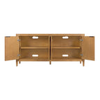 My Texas House Linden Fluted Buffet Cabinet Sideboard with Adjustable Shelves, Warm Brown