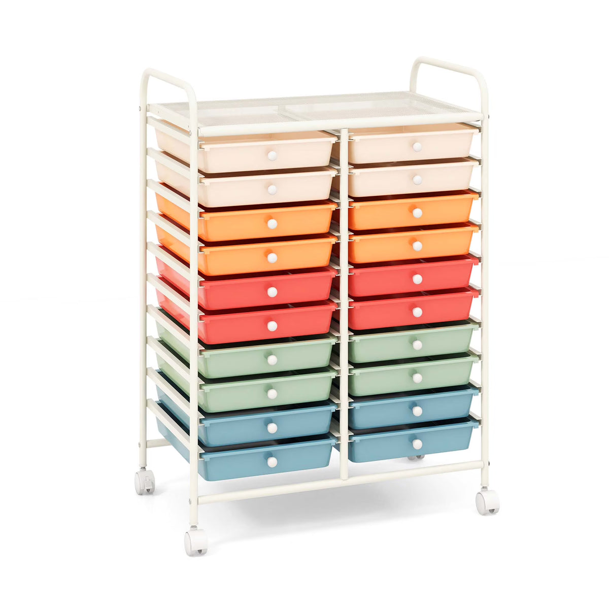 Costway 20 Drawer Rolling Storage Cart Tools Scrapbook Paper Office School Organizer Yellow