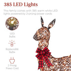 Best Choice Products 6.5ft 3-Piece Lighted Christmas Deer Set Outdoor Yard Decoration w/ 385 LED Lights, Stakes - Gold