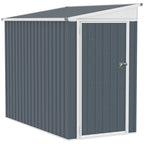 Outsunny 4' x 7.6' Storage Shed, Galvanized, Locking, Gray
