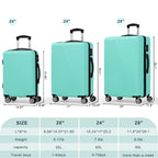 Sunbee Luggage Sets 3 Piece Hardshell Luggage Hardside Luggage Set Lightweight Suitcases with Spinner Wheels, TSA Lock