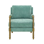 Pioneer Woman Harper Spindle Accent Chair, Jade Fabric Upholstery