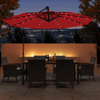 Costway 10 FT Solar Offset Hanging Umbrella Patio Cantilever Umbrella with 32 LED Lights Brown