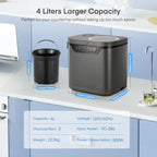 4L Electric Composter for Kitchen, Countertop Compost Bin Indoor with Visible Window, LED Display