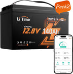 LiTime 12V 140Ah Bluetooth LiFePO4 Lithium Battery Group 31 150A BMS deep cycle for RV Travel Trailers and Trolling Motor