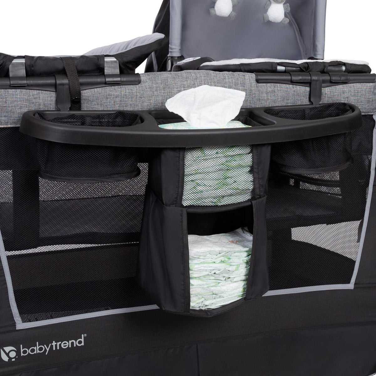 Baby Trend Simply Smart Nursery Center Playard with Bassinet and Travel Bag - Whisper Grey