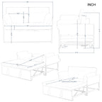 Gewnee 46" Velvet Sleeper Sofa Reclining Convertible Futon Couch Bed for Living Room, Guest & Small Spaces(Black)