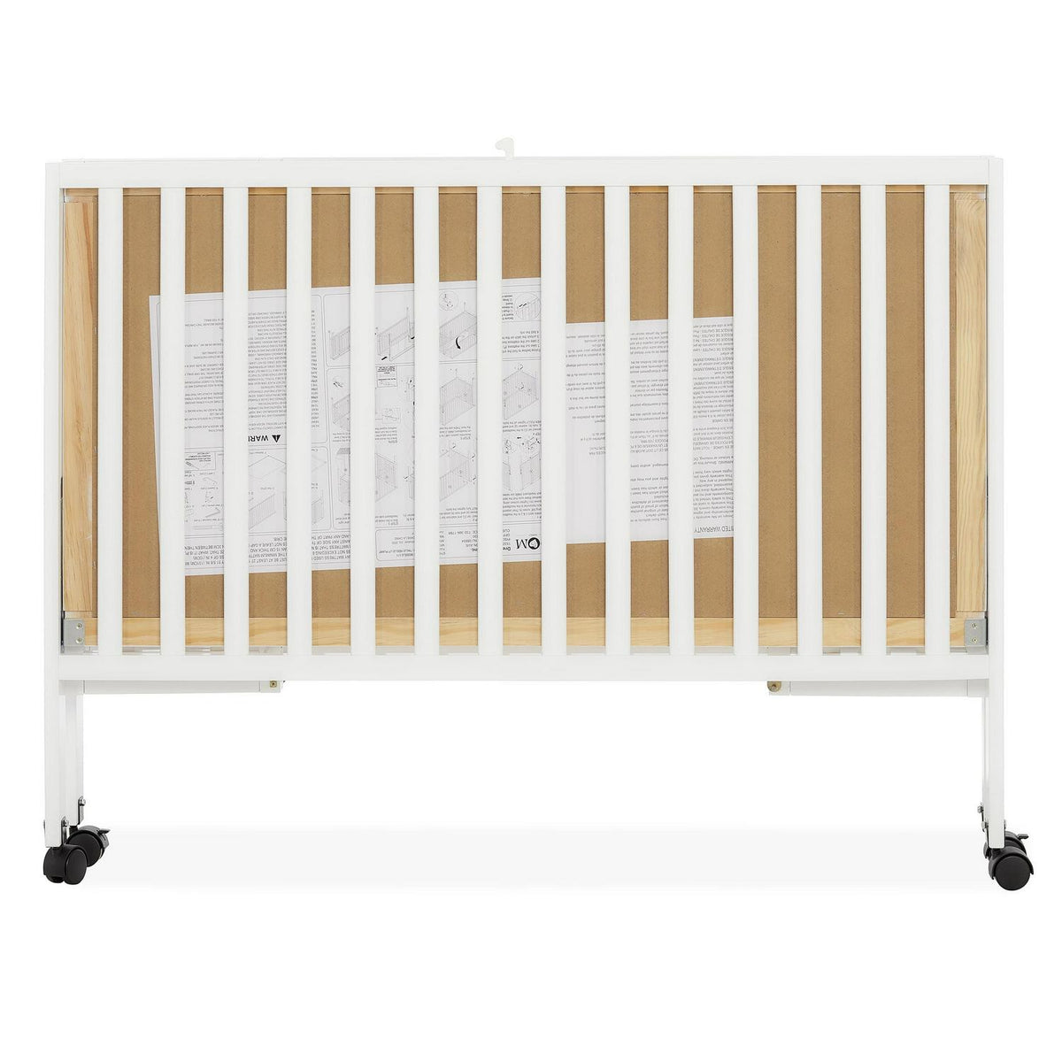 Dream On Me Quinn Full-Size Folding Crib. Removable Wheels. Modern Nursey. Adjustable Mattress Support. Patent Folding System in White