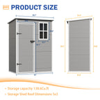 UDPATIO Outdoor Storage Shed 5x3 FT, Resin Garden Shed for Backyard, Patio, Lawn, Grey & White