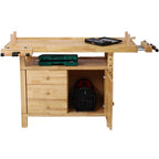 Workbench, Work Bench, Versatile and Functional Wooden Workstation, Work Table for Garage Workshop and Home, 55"L*24.5"W*33"H, Natural