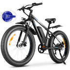 Funcid Electric Bike, 26" 4.0 Fat Tire Electric Bike for Adults 500W Adult Electric Bicycles Electric Mountain Bike w/ 48V 10.4Ah Battery and Lockable Suspension Fork Ebike for Mountain Beach Snow