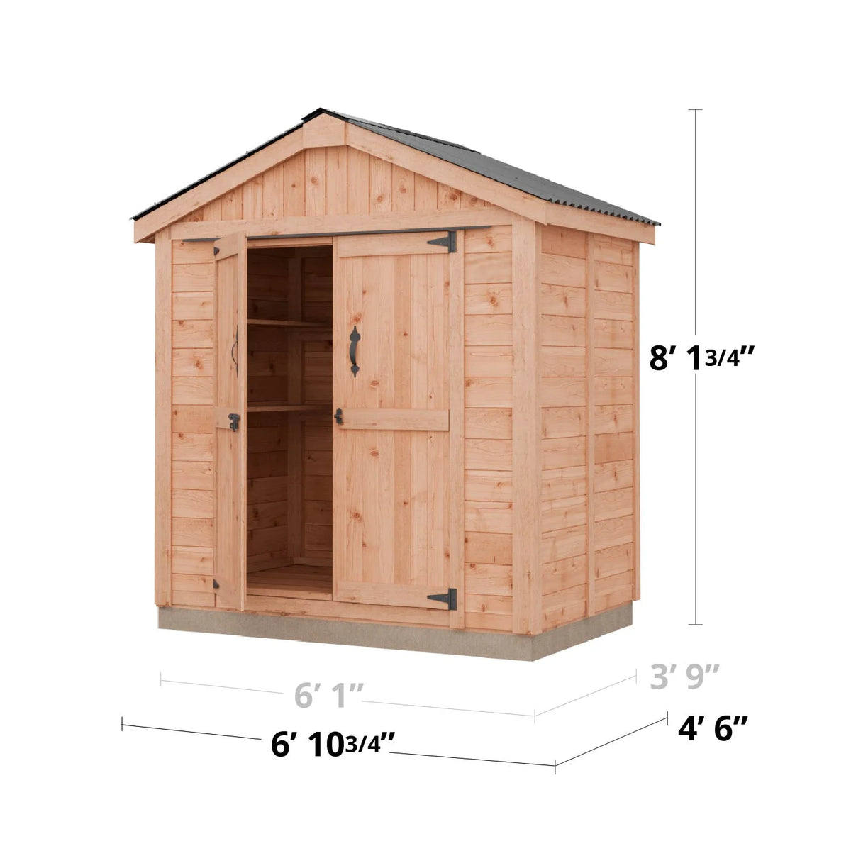 Outdoor Living Today 6x4 Western Red Cedar Space Master Shed Double Door with Cedar Roof