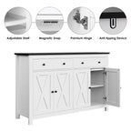 Homfa 55.1'' W Farmhouse Storage Cabinet, 4-Doors 2-Drawers Wood Sideboard with Adjustable Shelves for Kitchen Dining Room, White