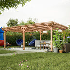 12 x 10 FT Outdoor Pergola, Wooden Pergola Gazebo with Climbing Plant Support and Waterproof, for Patio Porch Garden Backyard, Brown