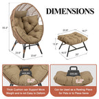 RADIATA 440 lbs Outdoor Egg Chair with Foot Rest & Ottoman, Wicker Patio Egg Chair for Indoor or Garden,Beige