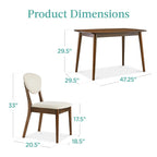 Best Choice Products 5-Piece Compact Wooden Mid-Century Modern Dining Set w/ 4 Chairs, Padded Seat & Back - Walnut/Cream