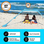 SUN NINJA 10x10.5 FT Pop-Up Beach Tent with Sand Shovel, Pegs & Stability Poles �C Navy Blue Sun Shelter for Beach, Camping & Outdoor Activities
