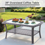 Ovios 5 Pieces Outdoor Patio Furniture Set High Back All Weather Wicker Conversation Set with Swivel Chairs & Coffee Table, Dark Gray