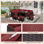 AECOJOY 7 Piece Patio Furniture Set PE Rattan Outdoor Dining Set Sectional Sofa Couch with Table Patio Conversation Set in Gray