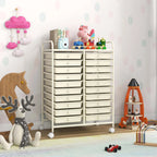 Costway 20 Drawer Rolling Storage Cart Tools Scrapbook Paper Office School Organizer Yellow