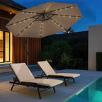 Costway 10 FT Solar Offset Hanging Umbrella Patio Cantilever Umbrella with 32 LED Lights Brown