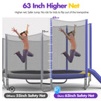 EUROCO 7FT Trampoline with Removable Slide, Kids Indoor Outdoor Trampoline with Enclosure Net and Ladder, Pink