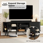 Laintene 59" TV Stand, Fluted TV Stand for TVs up to 65", Entertainment Center with Storage and Sliding Doors, Modern Media Console with Power Outlet for Living Room, Walnut