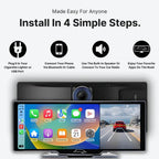 Car Tablet Pro Max 2025 Model, 10.26" HD Touch Carplay & Android Auto Screen, 4K Dash Cam Dual Camera with Voice Control, Mirror Link, Bluetooth, GPS Navigation, 1080p Backup Camera 64/128G