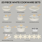 Romswi Nonstick Pots and Pans Set, 23 Piece Induction Cookware Sets Non-stick Ceramic Kitchen Sets with Utensil, Green