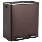 LAZY BUDDY Dual Garbage Can, Stainless Steel 16 Gallon Step Kitchen Trash Can with Soft-Close Lid, Double Compartment Garbage Recycling Bin