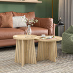 Round Coffee Table, Nesting Coffee Tables Set of 2, Circular Coffee Table
