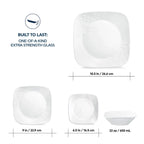 Corelle Cherish 16-Piece Embossed Square Glass Dinnerware Set (Service for 4)