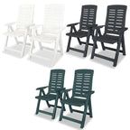vidaXL Reclining Patio Chairs Outdoor Stack Dining Chair with Armrest Plastic