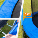 14FT Outdoor Trampoline with Safety Enclosure, Steel Tube Frame, Ladder & Secure Net - Heavy Duty, Blue
