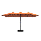 Mondawe 15ft Patio Umbrella Rectangular Outdoor Market Umbrella with Base and LED Lights Beige