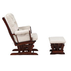 AFG Alice Glider and Ottoman with Pillow. Espresso Finish with Beige Cushions