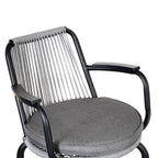 Lyric Modern 29" Outdoor Patio Bar Stools, Bar Chairs with Wood Grain Finish Frame with Hand-Woven PE Rattan Rope, Removable Cushions, Teak+Beige, Set of 2